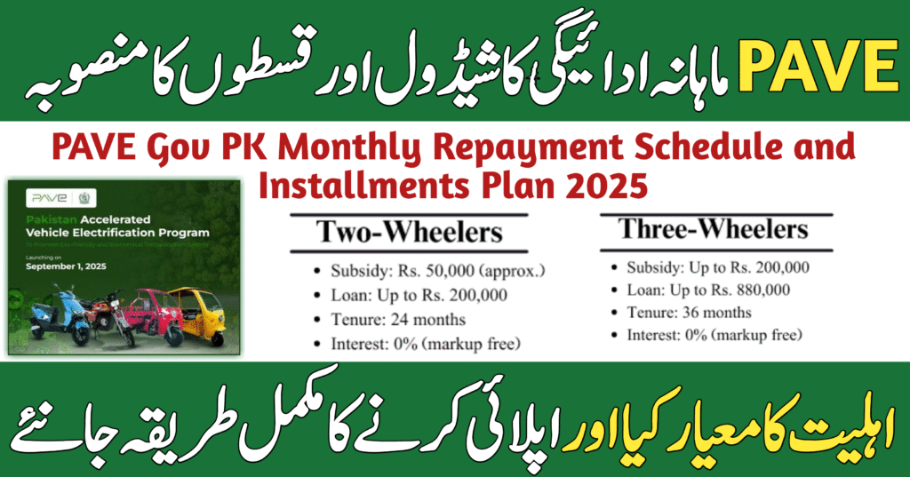 PAVE Gov PK Monthly Repayment Schedule