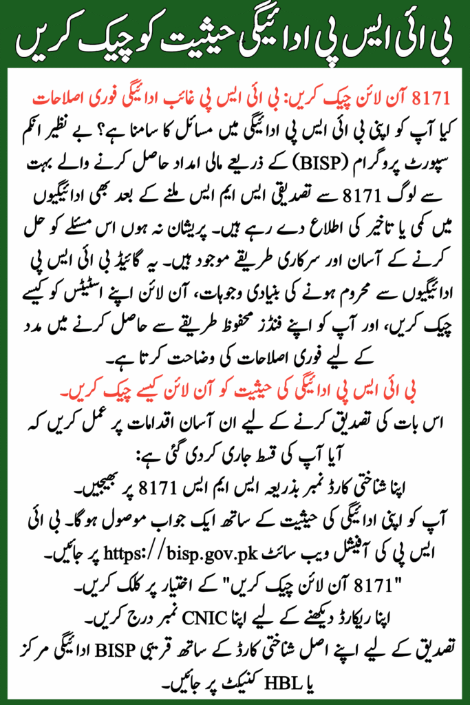 BISP Missing Payment Quick Fixes