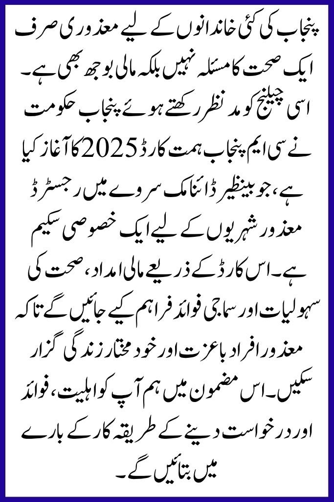 CM Punjab Himmat Card